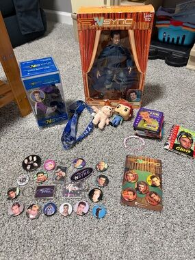 40 Piece NSYNC Collector Lot with Figures, Pins, Books, Bear, Memorabilia